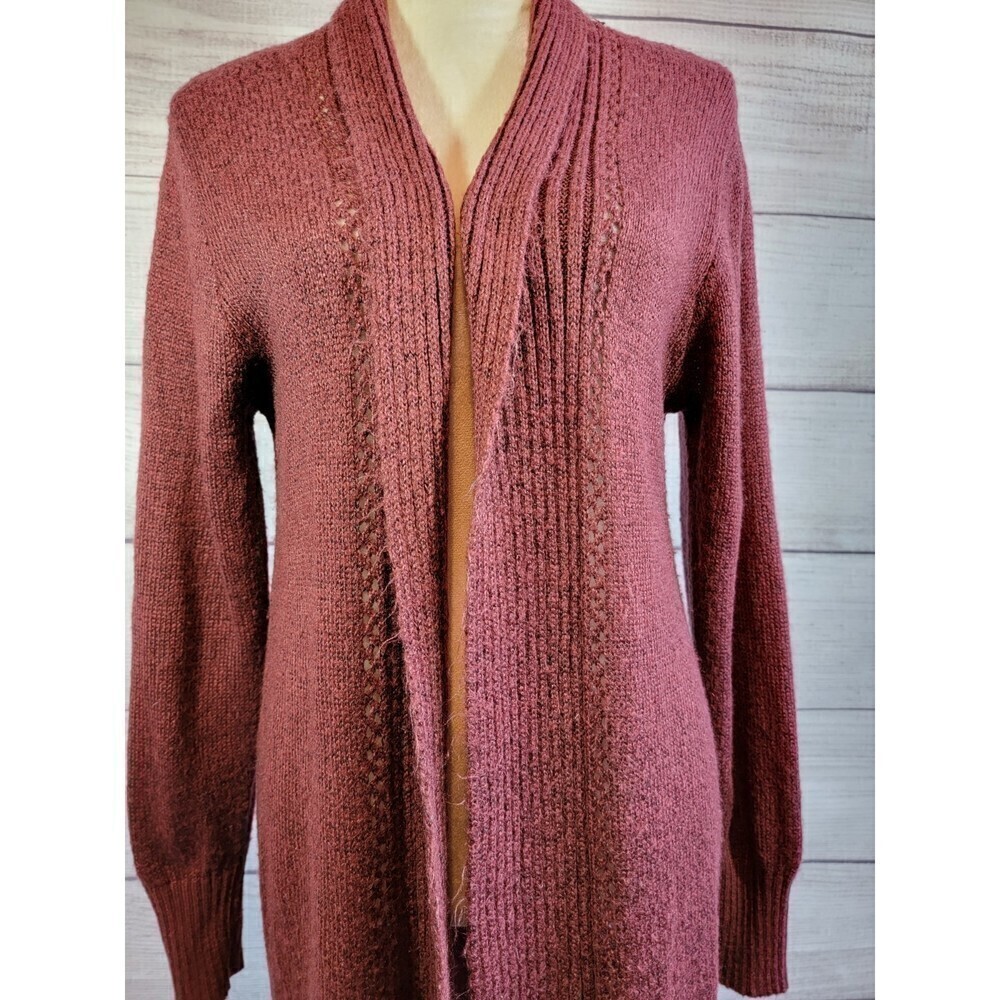 Charlotte Russe Knit LS Cardigan Sweater Burgundy Lg - Picture 6 of 8